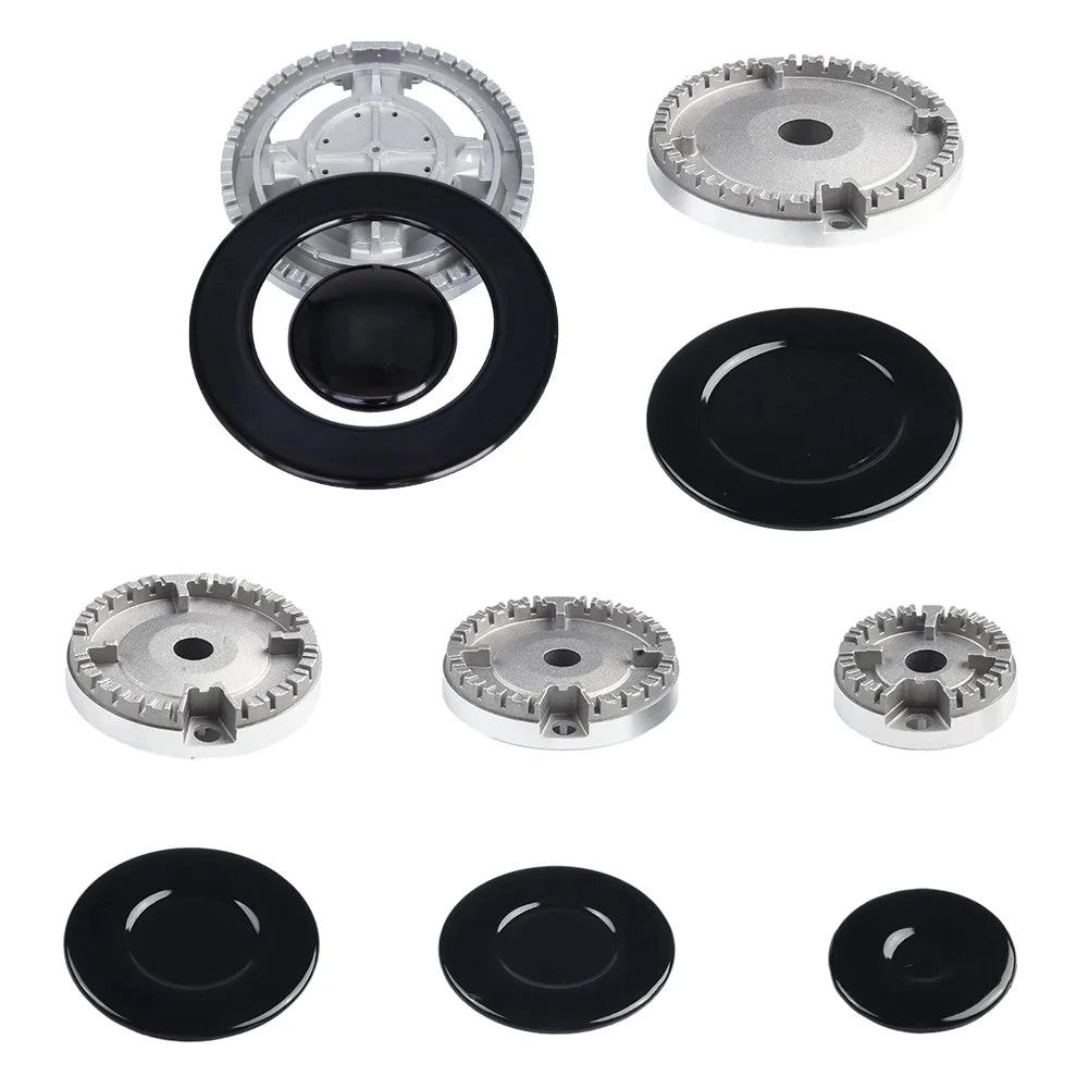 Gas Stove Burner Cover Set for Sabaf Range - Flame Diffusers & Crown Caps