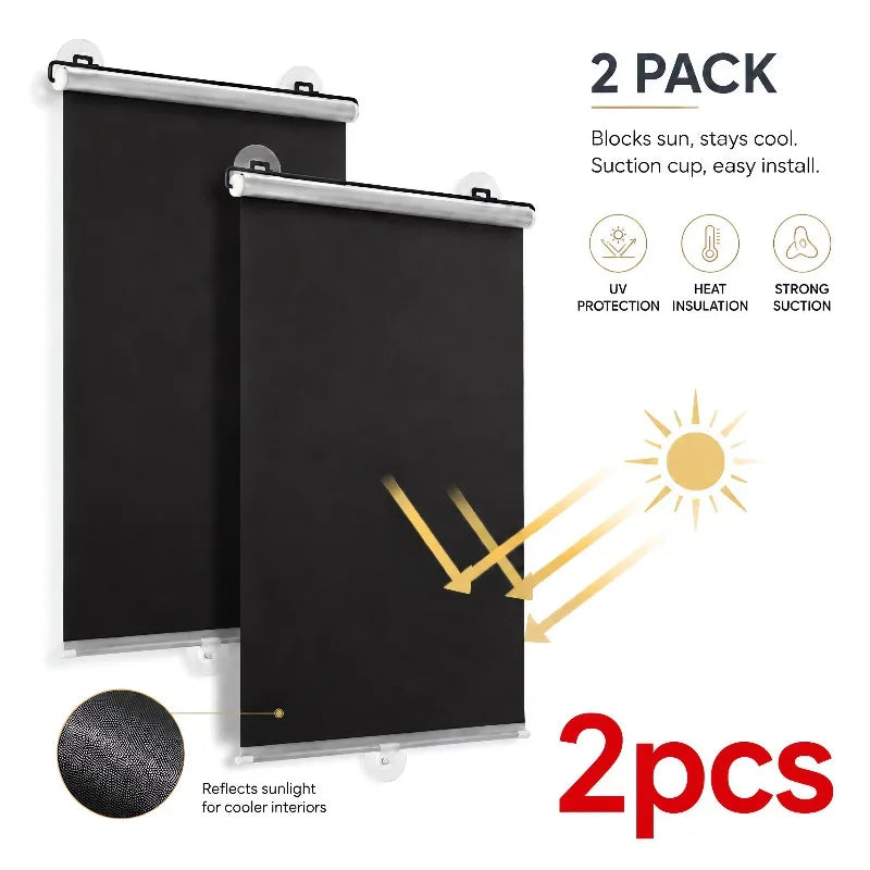 No-Drill Suction Cup Sun Shade Curtains Automatic Retractable Roll-Up Blinds