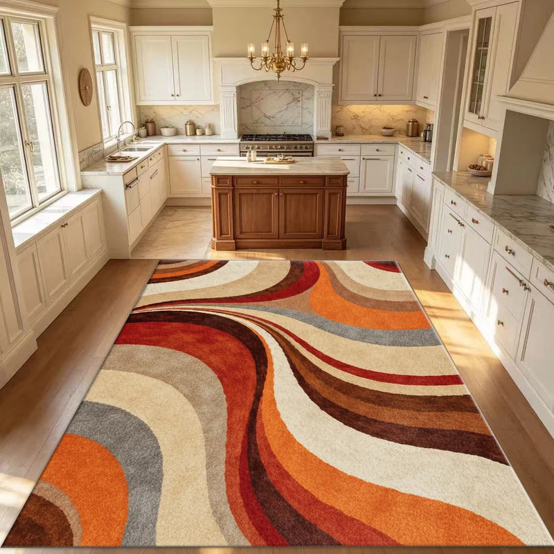 Abstract Wave Carpet Non-Slip Washable Floor Mat for Living Room & Bedroom