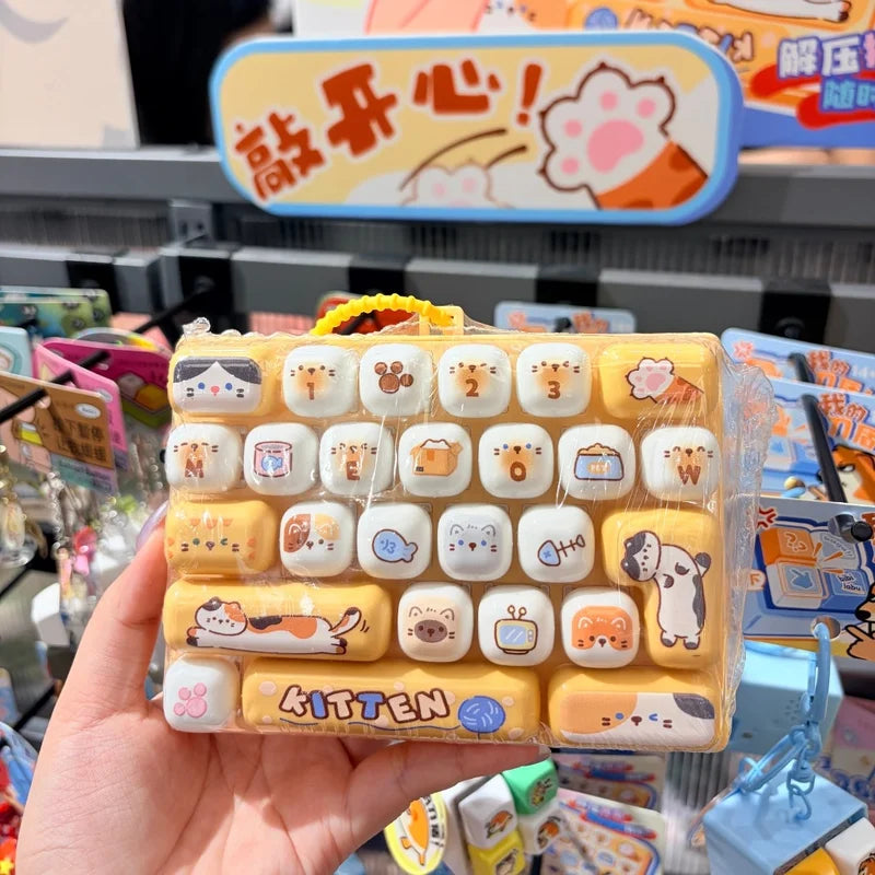 Stress-Relief Keycap Keychain Set with 26 Giant Keyboard Keycaps - Color Options