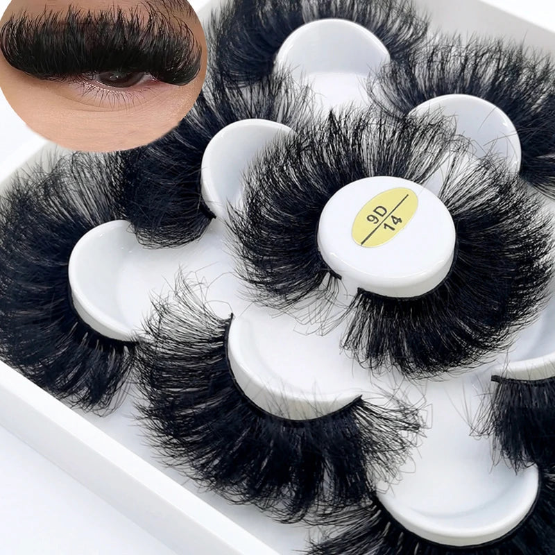 Full Strip Mink Lashes 25mm Wispy Thick Natural False Eyelash Sets