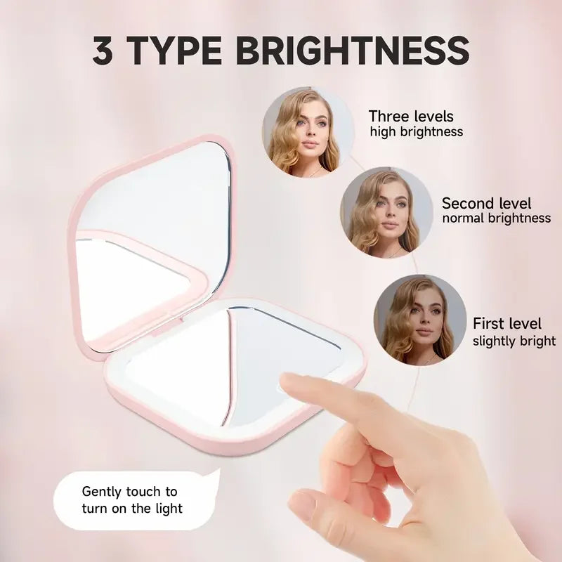 Portable Folding LED Makeup Mirror with Lights and 2X Magnification