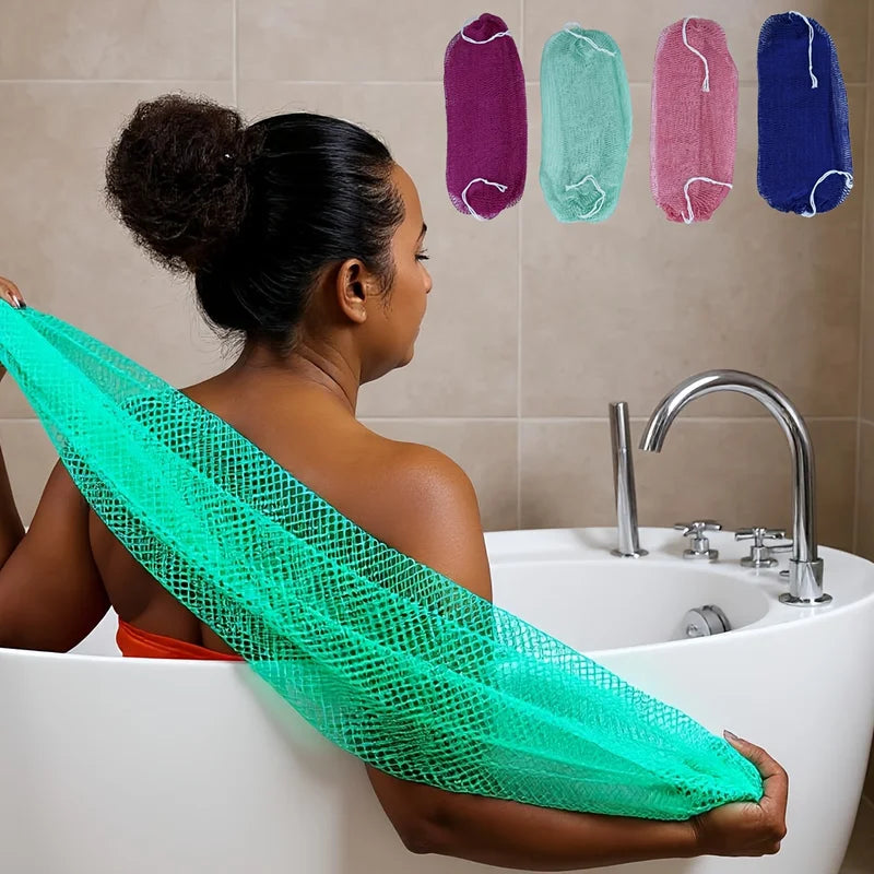 African Net Exfoliating Bath Sponge Deep Cleaning Body Scrubber - Pink, Green, Blue