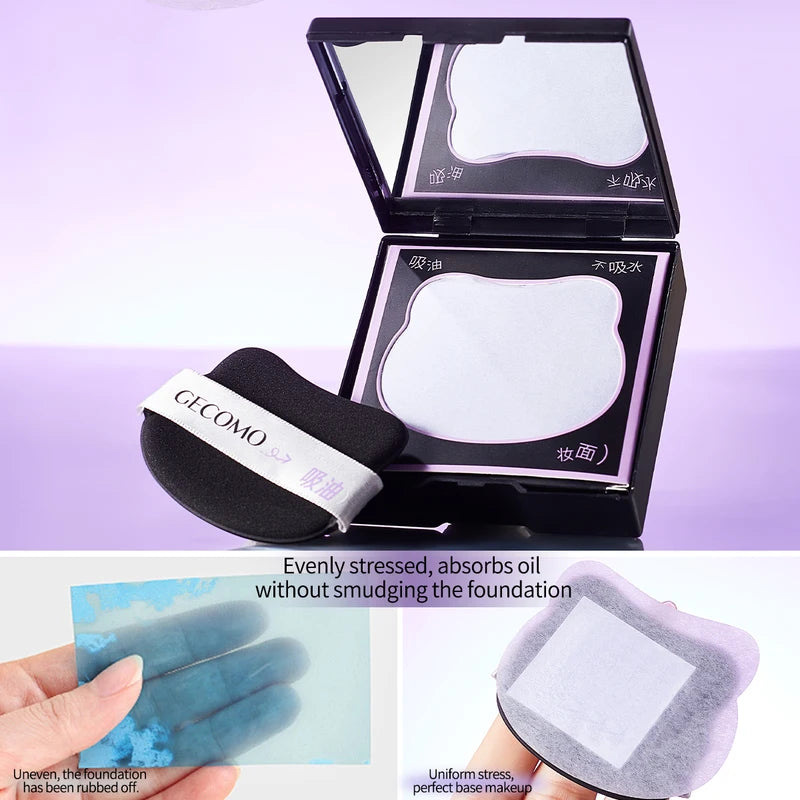 150Pcs Facial Oil-Absorbing Blotting Papers with Case & Puff for Makeup & Oil Control