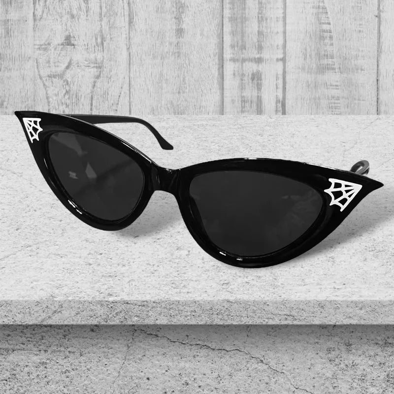 Gothic Cat Eye Spiderweb Sunglasses for Halloween Gothic Fashion & Party