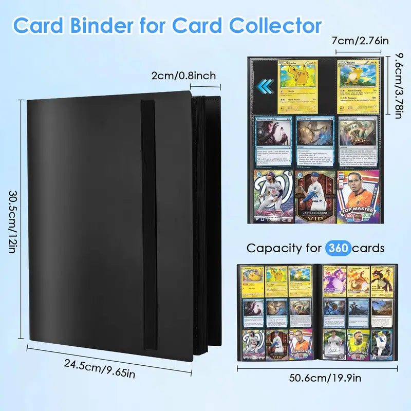 Large Capacity 9 Pocket Photo Card Binder Album for Collecting Trading Cards - Multiple Colors