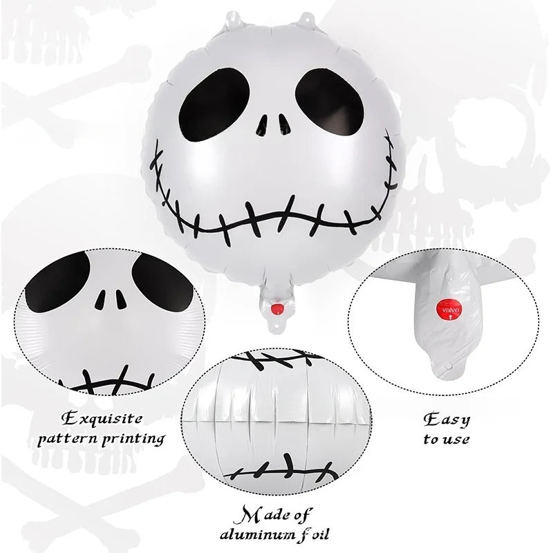18-Inch Skeleton and Ghost Foil Balloons Halloween Party Decorations - 12 Pack