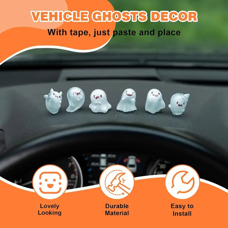 6PCS Luminous Ghost Car Dash Decorations - Fun Interior Accessories