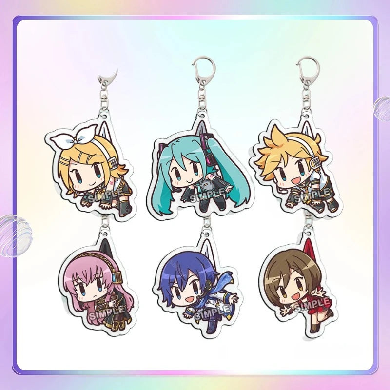 Anime Game Keychain Pendant Ring - Kagamine Rin Len Hatsune Miku Acrylic Fan Accessory