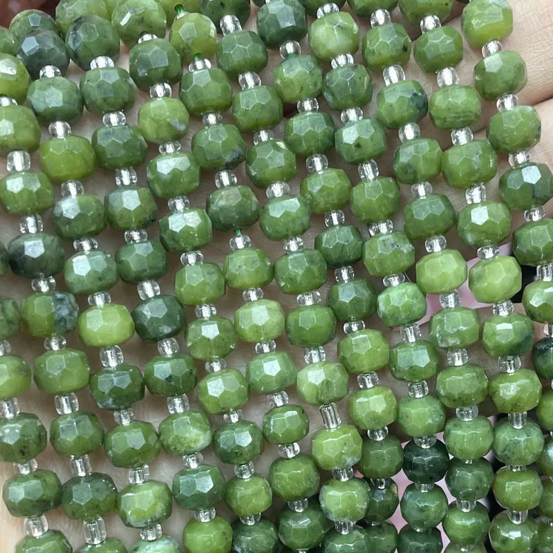 Natural Green Jade Beads - Cylinder, Square, Irregular, Faceted for Jewelry Making