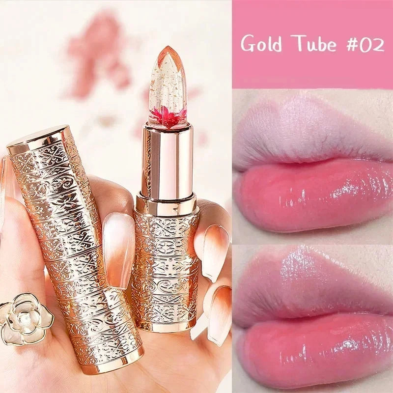 Temperature Color Changing Lip Gloss Moisturizing Lip Balm with Flower Design - Long Lasting Jelly Lip Care