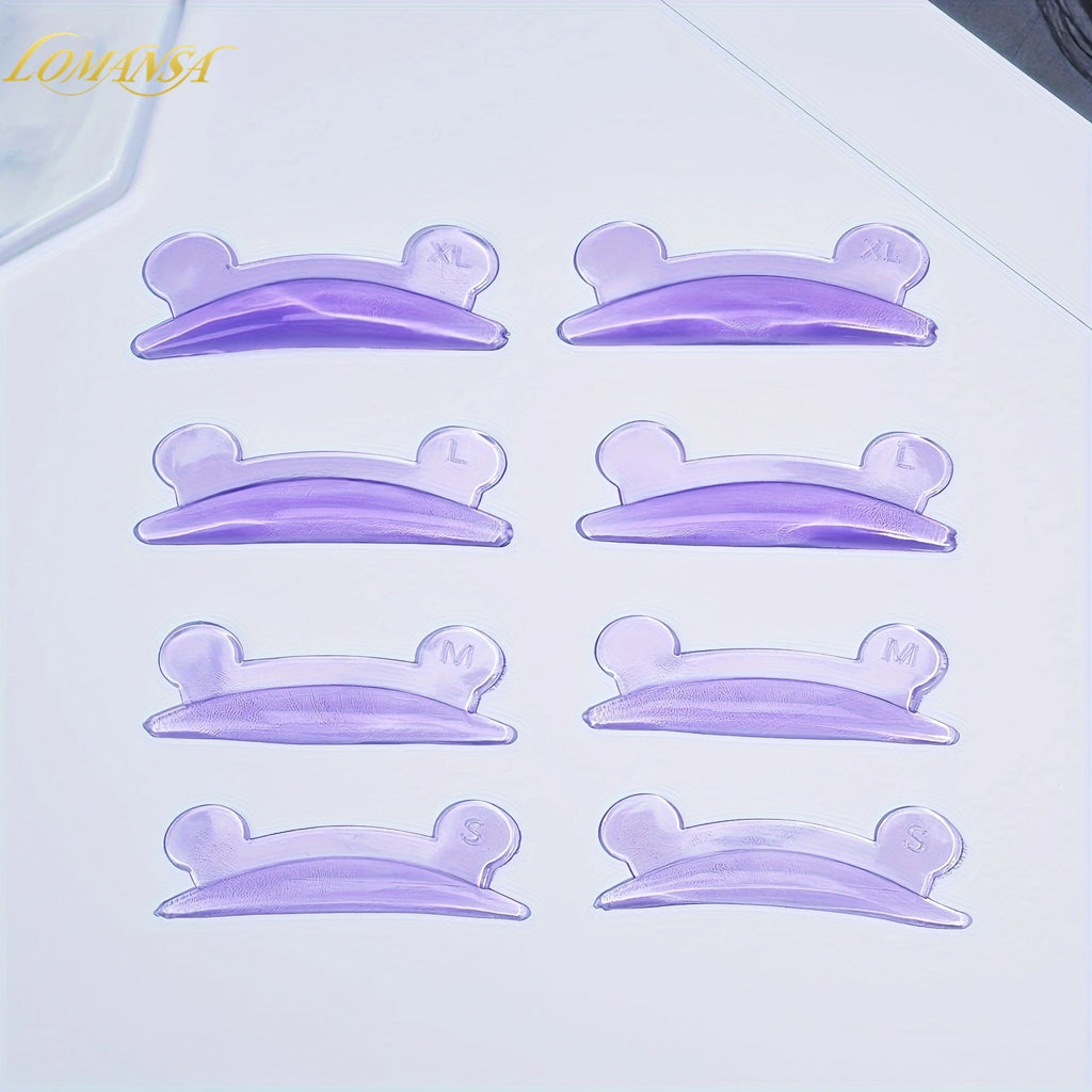 4 Pairs Silicone Eyelash Perm Pads - L Curl Lash Rod Shields for Eyelash Lifting and Makeup