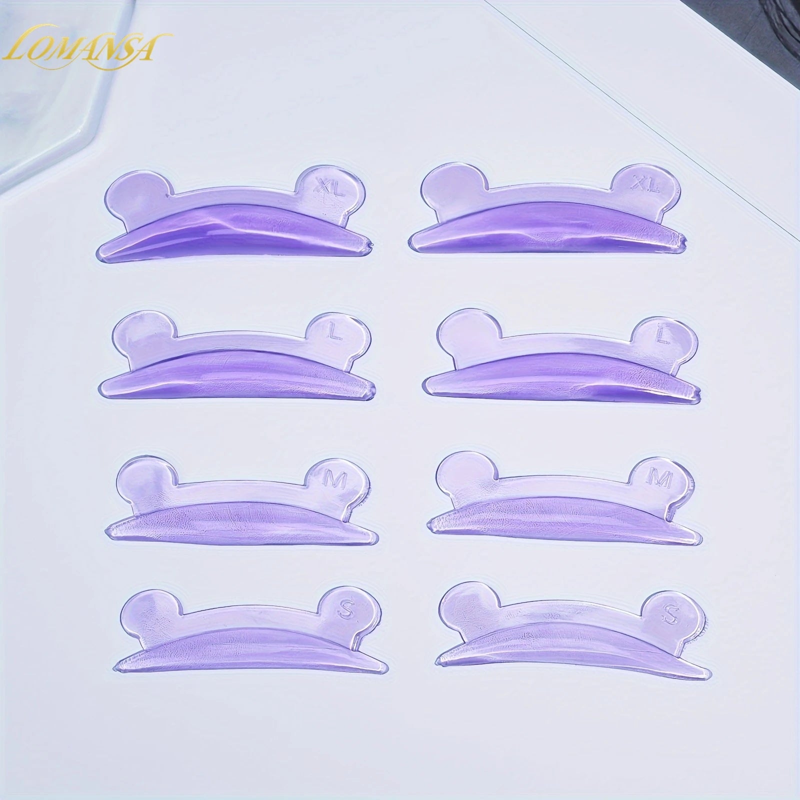 4 Pairs Silicone Eyelash Perm Pads - L Curl Lash Rod Shields for Eyelash Lifting and Makeup