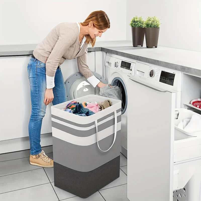 Large Capacity Laundry Hamper 75L with Handles - Collapsible Storage Basket for Bathroom & Home