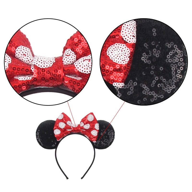 Christmas Halloween Mouse Ears Headband with Sequin Bows - Cosplay Costume for Women