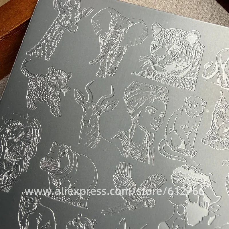 African Savannah Nail Art Stamping Plates Elephant Imageplate for Creative Nail Designs