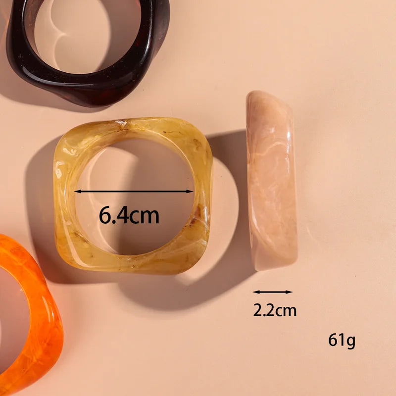 Exaggerated Big Irregular Square Acrylic Chunky Bangle for Women Summer Candy Color Resin Wide Bracelet
