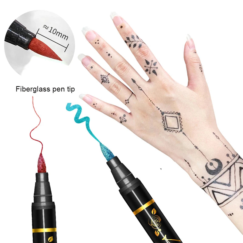 10-Color Face & Body Paint Set - Temporary Tattoo & Makeup Pen for Festivals & Cosplay