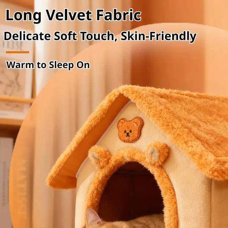 Warm Winter Pet House for Small Dogs and Cats - Washable & Detachable