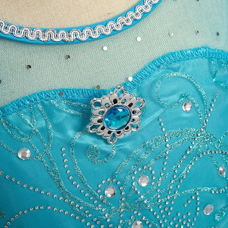 Girls Halloween Elsa Dress with Long Cloak Kids Princess Costume Snow Queen Carnival Outfit