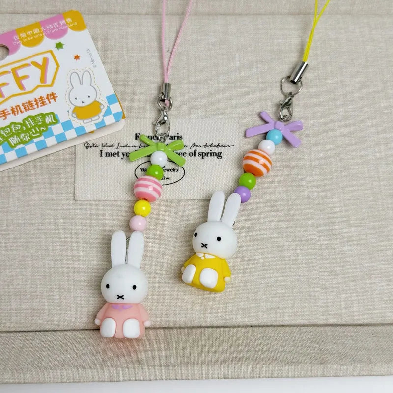 Kawaii Anime Miffy Keychain Cartoon Bunny Bag Charm Cute Gift for Girls