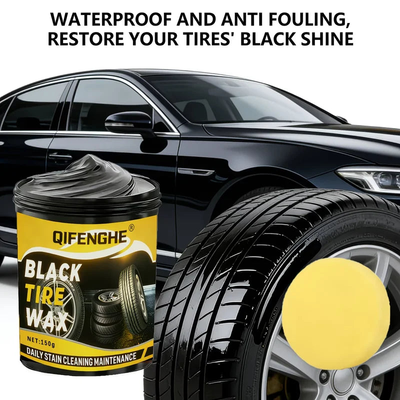 Black Tire Wax & Tire Shine Cleaner for Car Maintenance - Long-Lasting Gloss