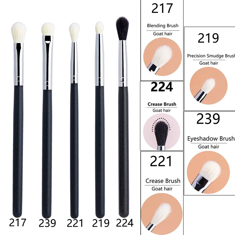 Makeup Eyeshadow Brushes Set - Flat Shader Crease Blending Tools for Liquid, Cream & Powder Eyeshadows