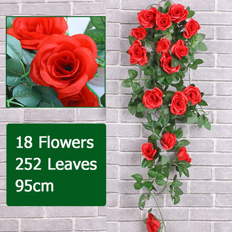 Artificial Flower Rattan Fake Plant Vine Wall Decoration for Home & Outdoor