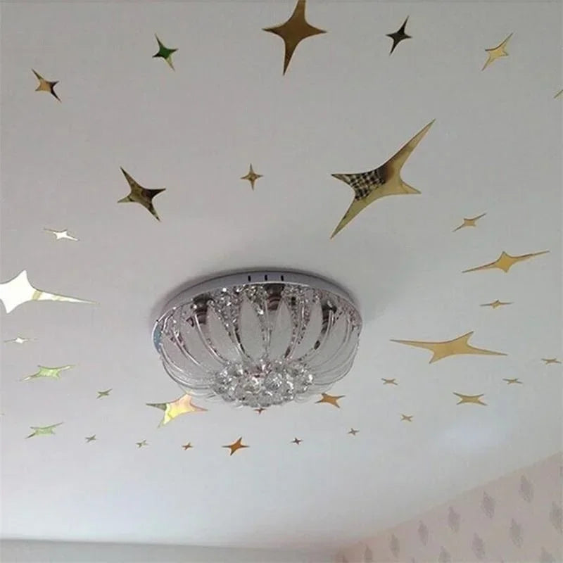50Pcs Mirror Effect Star Shape Wall Decals - Removable Home Decor Stickers