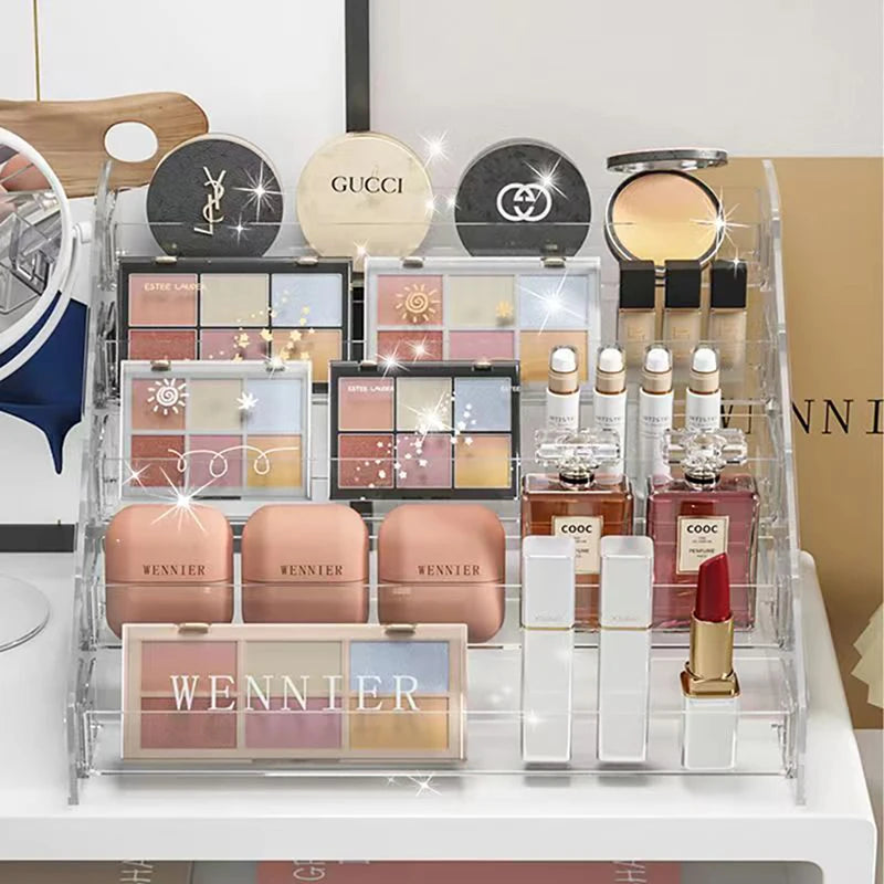 Clear Makeup Organizer Storage Box with Multiple Compartments - Cosmetic & Jewelry Display Case