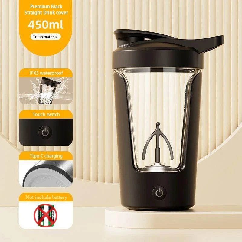 450ml Portable Electric Protein Shaker Bottle - Rechargeable Water & Meal Replacement Drink Mixer