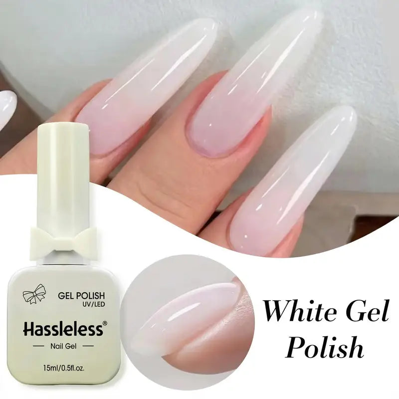 Milky White Gel Nail Polish - Semi-Transparent 15ml UV/LED Removable