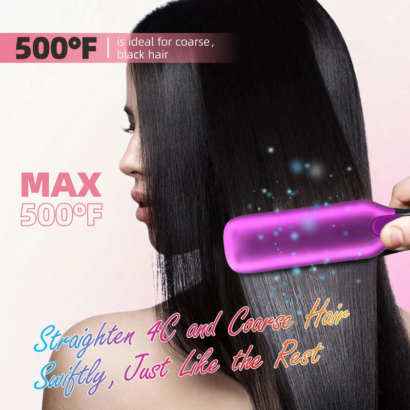 Professional Hair Straightener 500°F Plasma Ceramic Plates Fast Heating Flat Iron