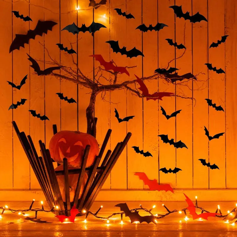 Halloween 3D Bat Wall Decor Stickers - Waterproof Spooky Bats for Home & Party