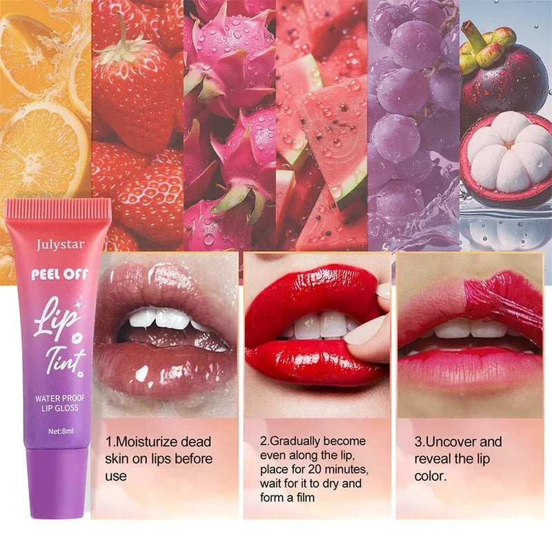 Waterproof Lip Stain & Lip Gloss - Matte Long Lasting Lip Tint, Tear-Off Contour