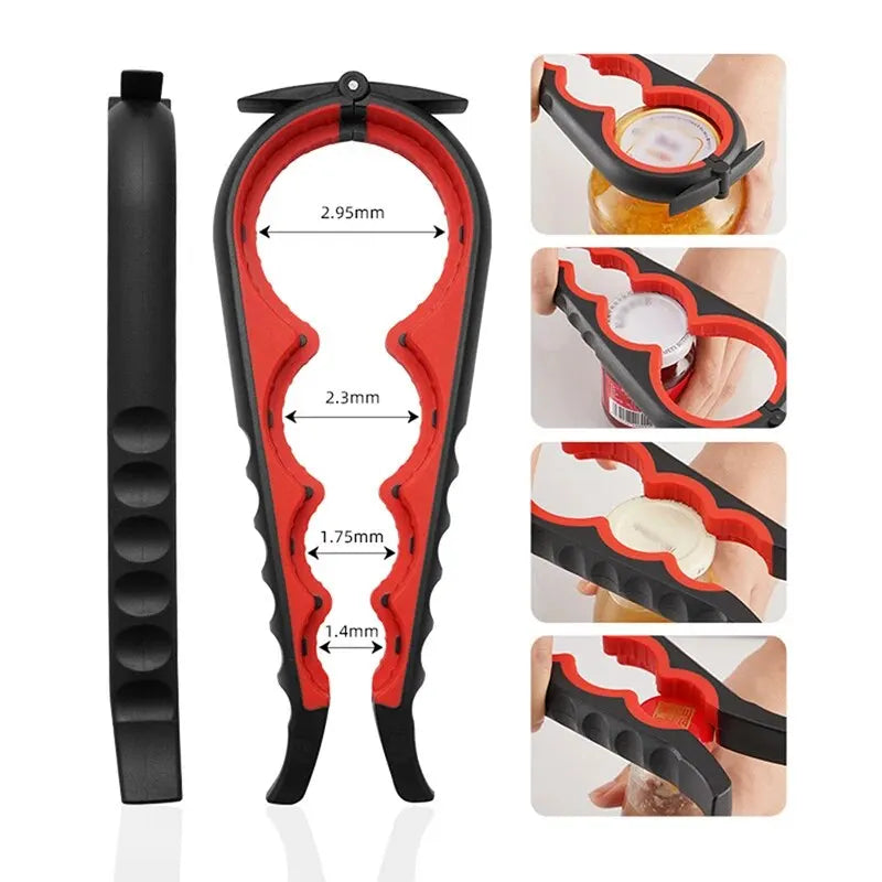 Multi-Functional 4-in-1 Can & Bottle Opener with Anti-Slip Handle, Durable Aluminum