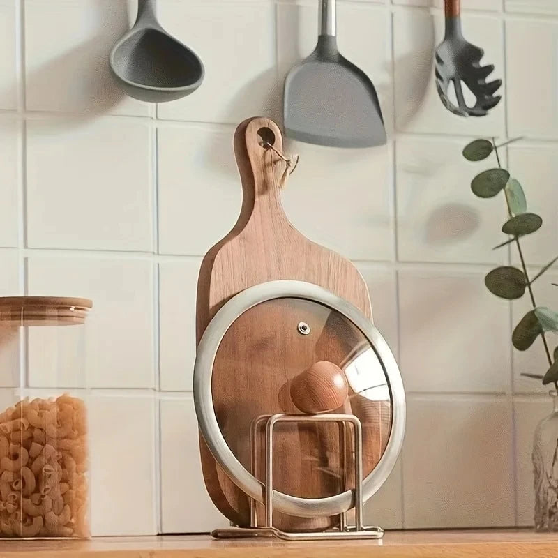 Stainless Steel Cutting Board Holder Rack Kitchen Countertop Storage Organizer