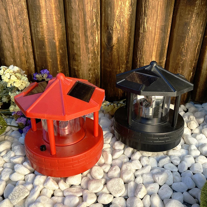 Solar Lighthouse Garden Light Outdoor Waterproof 360° Rotating Lawn Decor