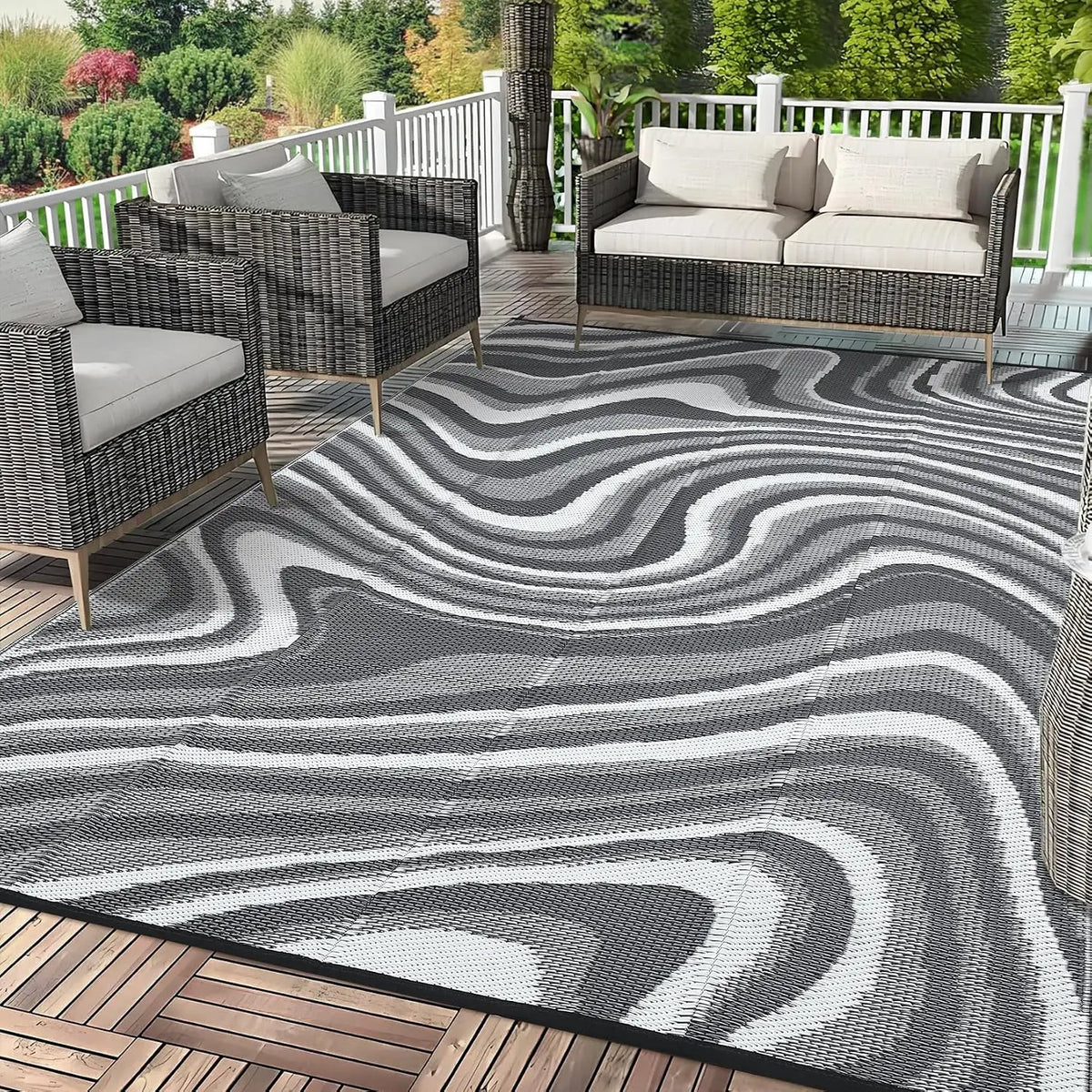 Waterproof Outdoor Rug 10x14ft - Reversible UV-Resistant Camping & Picnic Mat