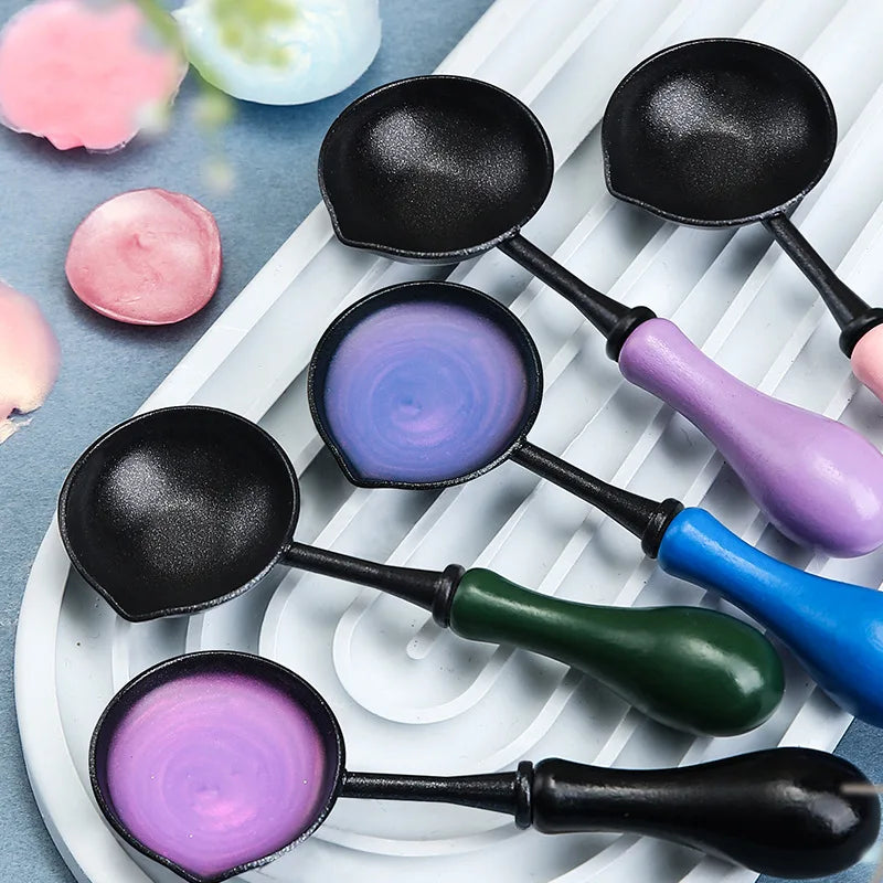 Melting Wax Spoon with Wooden Handle Non-Stick Heating Tool for Candle Making