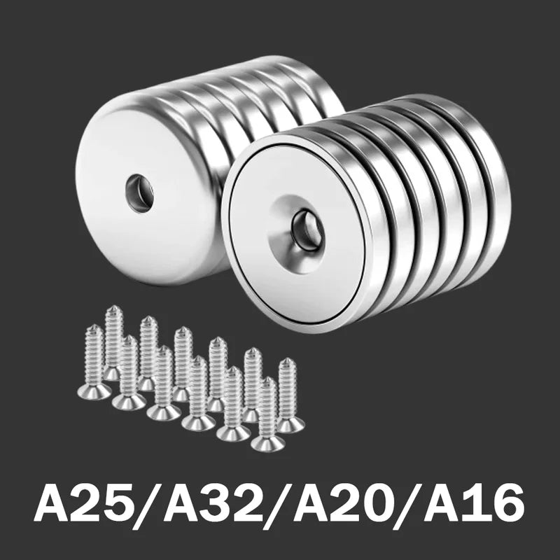 Circular Magnets with Countersunk Hole - Refrigerator, Whiteboard, Storage Use