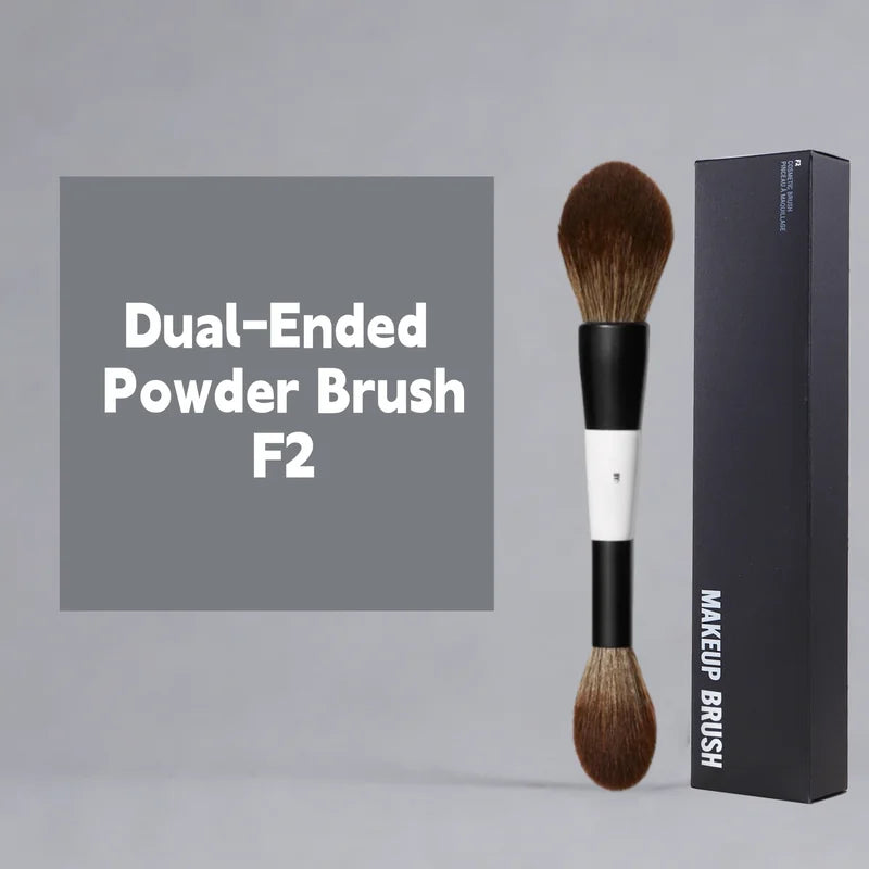 Dual-Ended Face Makeup Brush Set - Foundation, Blush, Powder & Contour Tools