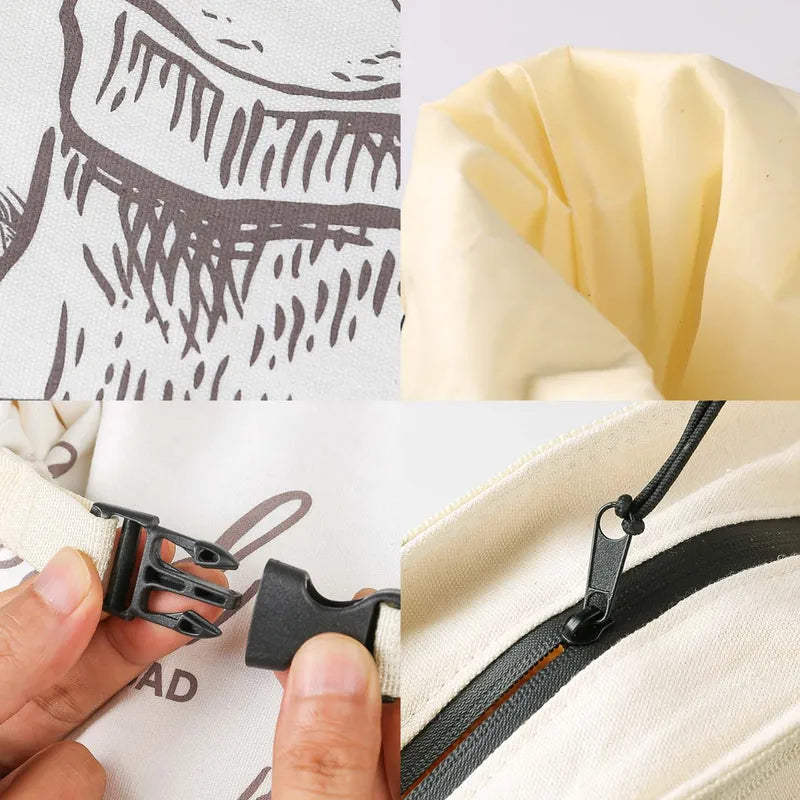 Reusable Beeswax Bread Bag with Zipper - Food-Grade Sandwich Storage