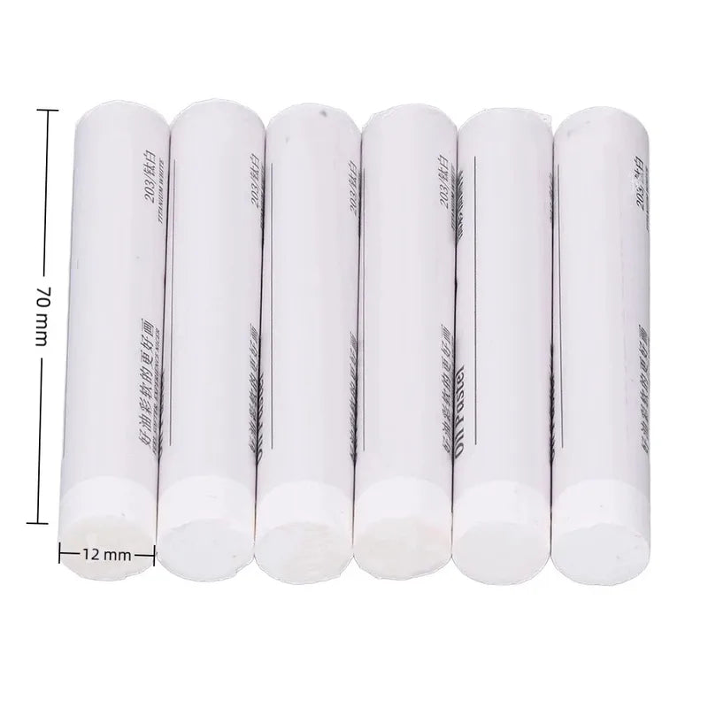 6 Pack White Oil Pastels - Soft, Non-Toxic Art Pastel Sticks for Drawing & Coloring