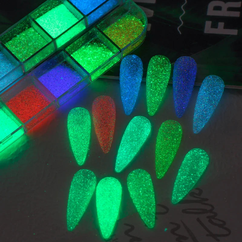 Glitter Nail Powder Set - 12 Colors Holographic Glitter Dust for Nail Art
