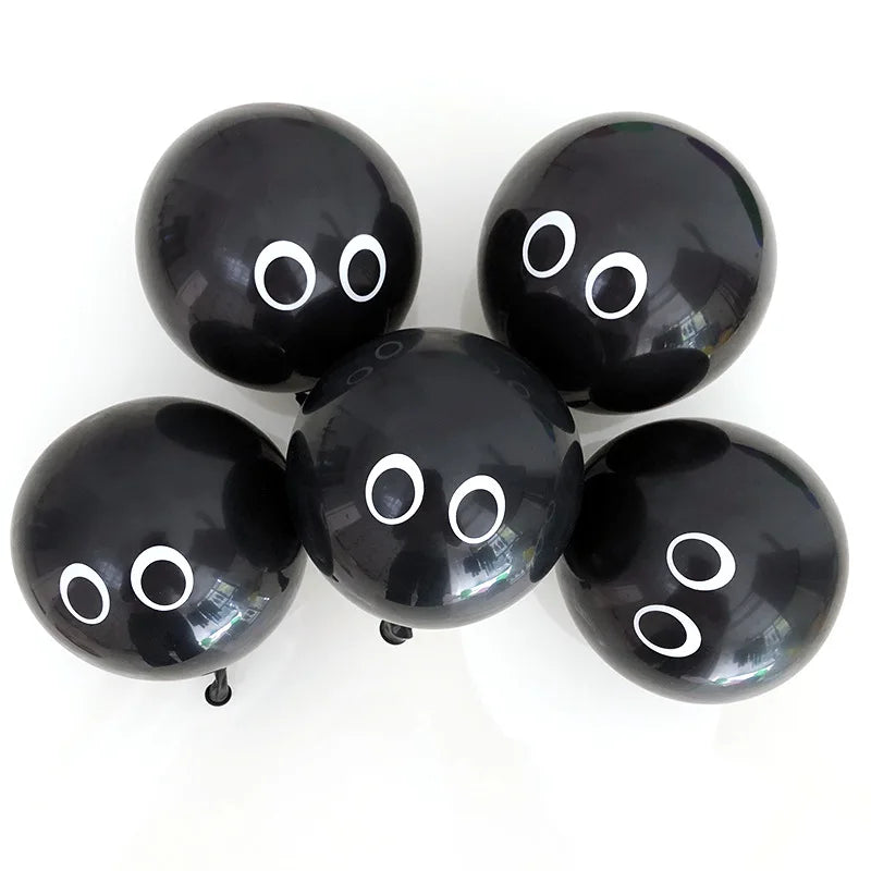Halloween Latex Balloons with Eye Design - 50/30/20/10Pcs White & Black Party Decorations