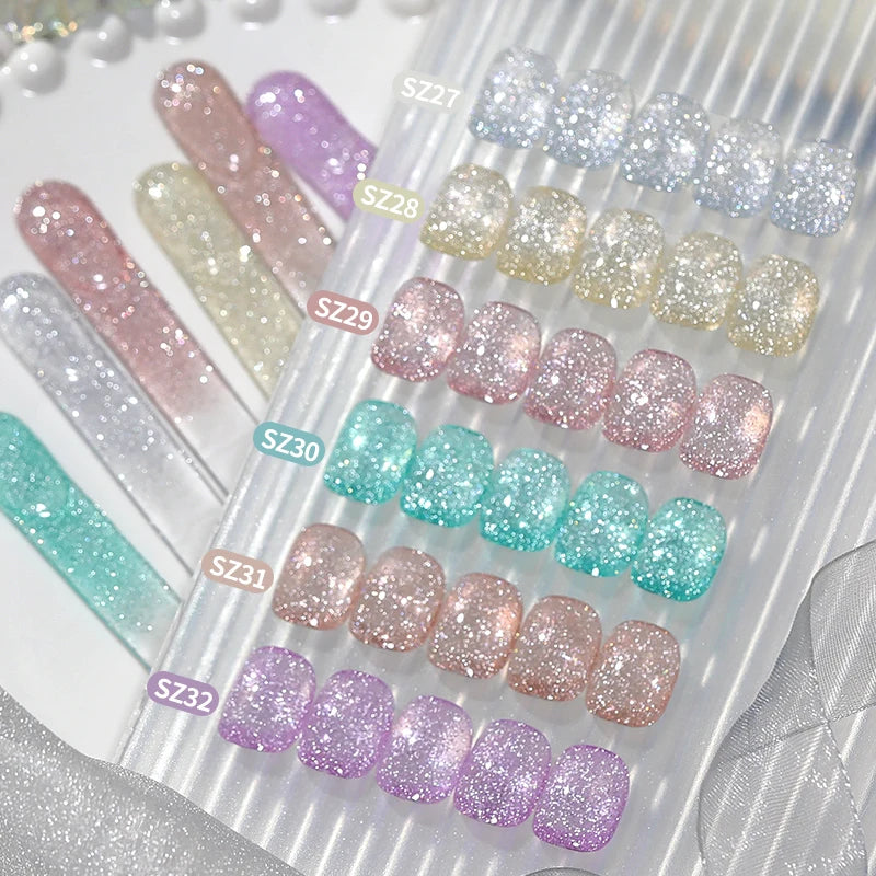 Reflective Glitter Gel Polish - 10ml UV Soak-Off Nail Art Varnish, Multiple Colors