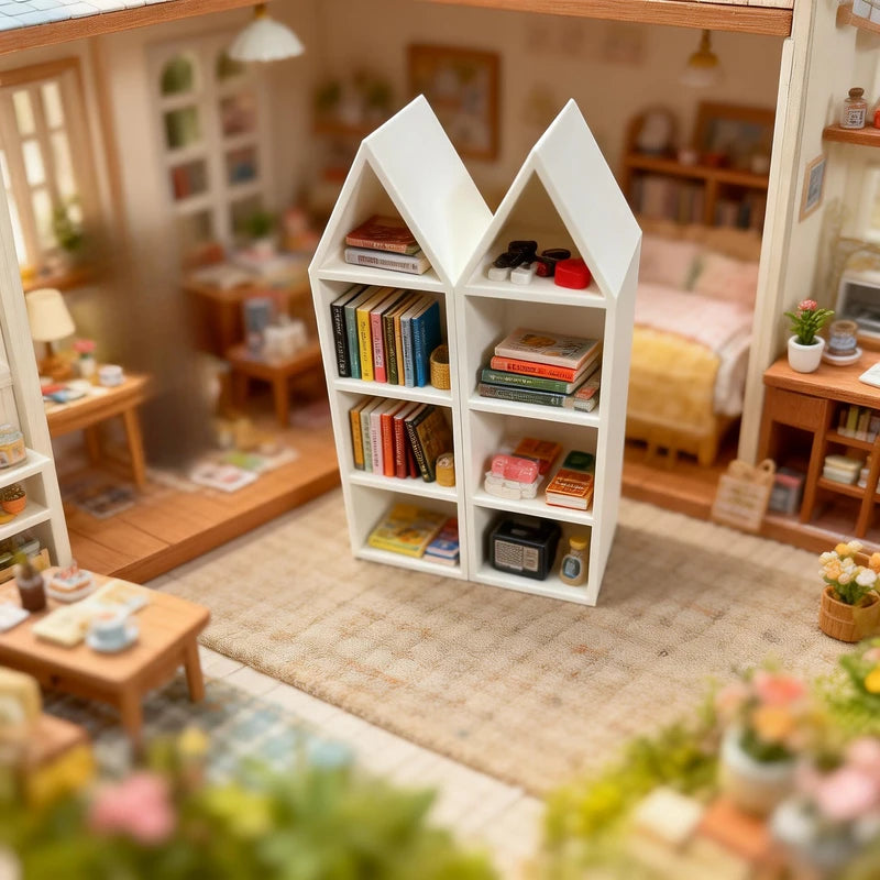 Miniature Bookshelf Model House Decor Set for Scene Decoration - 2 Pieces