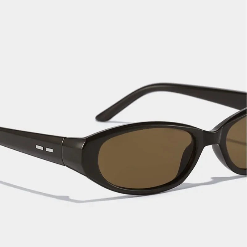 Small Oval Sunglasses for Women & Men - Y2K Narrow Rectangle Vintage Hip Hop Shades