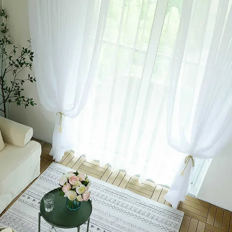 Sheer Voile Curtain for Living Room & Bedroom - Tulle Drapes, Multiple Colors